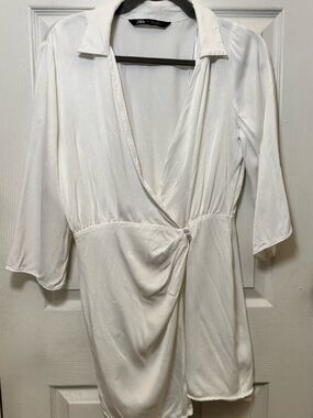 Zara White Wrap Blouse - Elegant
